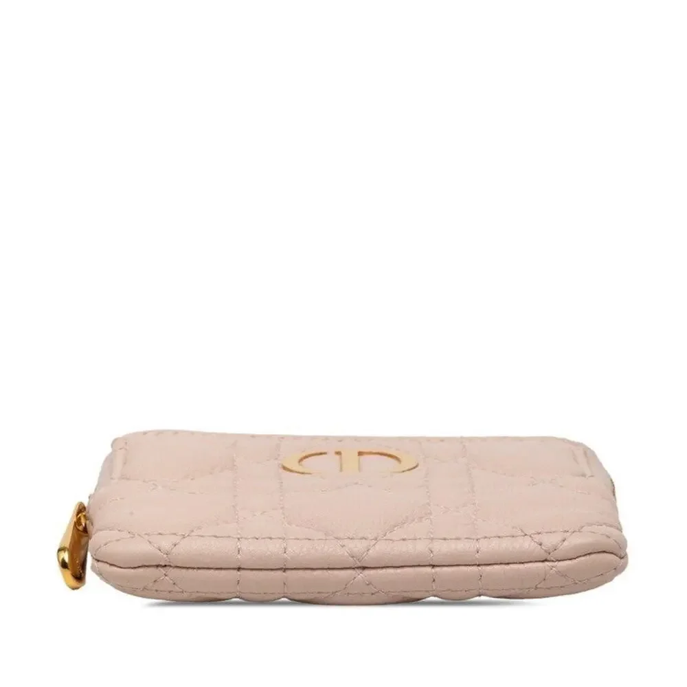Dior Cannage Lambskin Leather Caro Coin Purse Pink